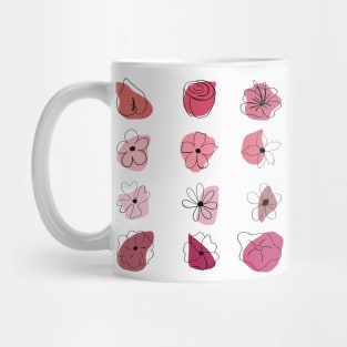 pink hand drawn flowers Mug